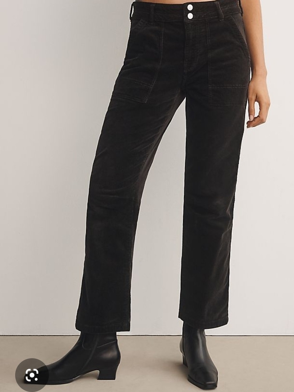 Anthropology Black Corduroy Straight-Leg Pants